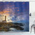 Ambesonne Lighthouse Shower Curtain, Cap de Favaritx Sunset Lighthouse Cape in Mahon at Balearic Islands Spain Coast, Cloth Fabric Bathroom Decor Set with Hooks, 69" W x 84" L, Brown Blue