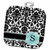 3dRose Letter S Monogrammed Mint Blue Black and White Damask Pattern-Classy Personalized Initial Potholder, 8 x 8
