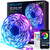 KEELIXIN 50ft LED Strip Lights,Led Lights for Bedroom,LED Light Strip,LED Lights Sync with Music,RGB LED Strip Lights with IR Remote & Bluetooth APP Control,Luces Led para Cuarto,LED Lights for Room