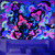 Lyacmy Blacklight Mushroom Tapestry UV Reactive Eyes Tapestries Colorful Flowers Tapestry Hippie Neon Tapestry Aesthetic Glow in the Dark Tapestry Wall Hanging for Room(59.1 x 82.7 inches)