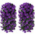 HyeFlora Artificial Hanging Morning Glory Flowers Vines 2PCS, Faux Hanging Plants Fake Silk Orchid Flower Vine Bouquet Garland for Home Garden Wall Wedding Party Indoor Outdoor Decoration (Purple)