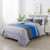 Caressma Gray Blue Striped Comforter Set,Twin Size(68x90 Inch) Bedding Striped Patchwork Comforter Set for All Seasons, Geometric Modern Lightweight Microfiber Down Alternative Comforter
