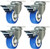 Online Best Service 4 Pack Caster Wheels Swivel Plate Stem Brake Casters On Blue Polyurethane Wheels (2 inch with Brake)