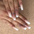 MUZOXEN French Tip Press on Nails Medium, Square Fake Nails with Rhinestones Designs, Glossy White Acrylic False Nails Stick on Nails with Glue for Women 24Pcs