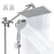 Rain Shower Head with Handheld, Lanhado 8'' High Pressure Rainfall 9 Settings Shower Head with 11'' Extension Arm, Holder & Hose, Anti-leak Waterfall, Chrome