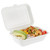 Restaurantware Pulp Safe No PFAS Added 20 Ounce Clamshell Boxes, 100 Disposable Containers - Sustainable, Microwavable And Freezable, White Bagasse Containers, Built-In Hinged Lid