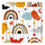 Funnytree Boho Halloween Rainbow Shower Curtain Cute Ghost Bat Pumpkin Home Bathtubs Bathroom Curtain Decoration Set 12 Hooks Washable Durable Polyester Fabric 72"x72"