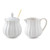 Selamica Ceramic Sugar and Creamer Set, 7.5 oz Sugar Bowl with Lid Spoon, Tea or Coffee Serving Set with Cream Pitcher, Dishwasher Safe, Gift, Set of 3, White