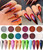 Chameleon Nail Chrome Powder 12 Colors Rose Gold Purple Holographic Powder High Gloss Reflective Effect Glitter Metallic Pigment with 12 Eyes Shadow Brushes