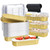 BEISHIDA Individual Mini Cake Pans with Lids and Spoons 50 pcs Mini Loaf Pans with Lids, Rectangle Aluminum Pans with Lids, Disposable Loaf Pans for Baking Bread Cupcake Muffin Brownie (Gold)