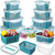 Rtteri 8 Pack Fruit Storage Containers for Fridge Produce Saver Containers for Refrigerator with Drain Colander Plastic Produce Keepers Refrigerator Organizer for Vegetable Berry Salad Lettuce (Blue)