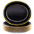 Tyzarglef 50 Count Black and Gold Oval Paper Plates, 10" x 12.5" Large Disposable Dinner Serving Platters Heavy Duty with Gold Rim for Birthday Thanksgiving Decorations