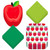 HOME & HOOPLA Apple Party Mix - Square Paper Dessert Plates, Apple-Shaped Appetizer Plates, and Beverage Napkins (32 Plates and 32 Napkins)
