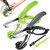 2 Pcs Salad Scissors for Salad Stainless Steel Double Blade Salad Chopper with a Cleaning Brush Green and Black Toss and Chop Salad Tongs Multipurpose Cutting Shears for Kitchen Vegetable Cutter Tool
