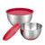 MARSKITOP Mixing Bowls with Lids Set, Stainless Steel Nesting Mixing Bowls with Airtight Lids, Measurment Marks and Red Non-Slip Bottoms, Great for Mixing and Serving, 2QT & 3.5QT