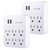 GE 6-Outlet Extender Surge Protector with 2 USB Ports, 2 Pack, Charging Station, Wall Tap Adapter, Protected Indicator Light, 3-Prong, 560 Joules, 2.1 AMP/10 Watt, UL Listed, White, 53871