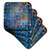 3dRose Aqua, Peach, and Blue Diamond Abstract Design with Leaves - Ceramic Tile Coasters, Set of 4 (CST_220527_3)