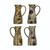 Creative Co-Op Hand-Painted Stoneware Debossed Florals, Set of 2 Pitcher Set, 6" L x 4" W x 9" H, Multicolor