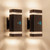OUTKEIEI Dusk to Dawn Sensor Outdoor Wall Sconces, LED Square Up and Down Wall Light, Black Aluminum Waterproof Exterior Wall Lamps for Front Door Backyard Garage 2 Pack