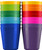 PLASKIDY Kids Cups - Set of 18 Plastic Toddler Cups 8 Ounce Children Drinking Cups Tumblers 9 Assorted Colors - Reusable Dishwasher Safe BPA Free Cups for Kids and Toddlers