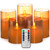 Tordorday Flickering Flameless Candles, Battery Operated Acrylic LED Pillar Candles with Remote Control and Timer,Gold, Set of 5