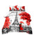 3D Black Red Paris Eiffel Tower Lover Twin Comforter Set, Ultra Soft All Seasons Comforter Set for Girls Kids Bedroom Bedding Quilt Set (Twin)