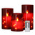 Kitch Aroma Red flameless Candles, Red Candles Battery Operated LED Pillar Candles with Moving Flame Wick with Remote Timer,Pack of 3