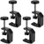 FUNSUEI 4 Pack Universal C Clamp, Desk C-Clamp with 1/4 and 3/8 Thread Hole, Heavy Duty Aluminum Alloy C Clamp Desktop Mount Holder for Monitor, Camera, Bench, Black