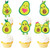 18pcs Green Glitter Avocado Dessert Cupcake Topper Baby Shower Theme Decorations Girl Boy Happy Birthday Holy Guacamole Party Decor Supplies