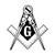 Traditional Square & Compass Masonic 6 Inch Black Vinyl Decal
