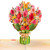 Paper Love 3D Pop Up Card, Spring Bouquet, For All Occasions, Birthday, Mother's Day, Valentine's Day, Thank You, Get Well or Just Because - 5" x 7" Cover - Includes Envelope and Note Tag