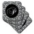3dRose CST_38765_3 Letter P Black and White Damask Ceramic Tile Coasters, Set of 4