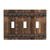 Rustic Farmhouse Brown Wood Print Light Switch Covers Wall Plate Decorative 3 Gang Triple Toggle Plastic Electrical Switch Plates Cover for Bathroom Bedroom Kitchen Accessories Decor
