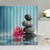 dodouna Stones and White Lotus in Water Shower Curtain Zen SPA Flower Green Leaves Bathroom Decor Waterproof Fabric Hooks Curtains Set 71x71 inch