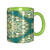 LIGUTARS Large Ceramic Coffee Mug, Turquoise Personalized Mug, Round Pattern Emerald Mandala, 11oz, For Office and Home, Teal White Gold