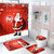 Alishomtll 4 Pcs Merry Christmas Shower Curtain Sets with Non-Slip Rugs, Toilet Lid Cover, Bath Mat and 12 Hooks Santa Xmas Tree Ball Snowflake Shower Curtain for Christmas