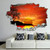 godblessign Sea Vector Graphics Sunrise Seagull Palm Tree Island Wall Decal Landscape 3D Break Through Sticker Removable Funny Art Christmas Home Decor Vinyl Mural for Boy Kids Room, 36inx24in