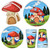 Garden Gnome Mushroom Party Supplies Tableware Set 24 9" Paper Plates 24 7" Plate 24 9 Oz Cup 24 Lunch Napkins For Spring Summer Forest Gnomes Mushrooms Fairy Birthday Disposable Dinnerware Decoration