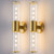 RUIYEY Wall Sconces Light Fixtures - Included E26 T10 Bulb Gold Sconces Wall Decor Set of 2 with Clear Glass, Horizontal and Vertical Wall Mount Lamps Wall Lamp for Mirror Living Room Stairway