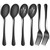 LIANYU 2 Large Black Serving Spoons, 2 Black Slotted Serving Spoons, 2 Black Serving Forks, 9.8 Inch Stainless Steel Buffet Catering Party Banquet Serving Spoons Forks Set, Dishwasher Safe