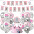 Pink elephant baby shower decorations for girl, elephant baby decorations girl with it's a girl Banner, it's a girl Cake Topper, elephants Theme Balloons for pink and gray elephant baby girl shower