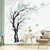 decalmile Blue Flower Tree Wall Decals Watercolor Blossom Floral Wall Stickers Bedroom Living Room Sofa TV Background Wall Decor