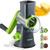 Cheese Grater with Handle, Rotary Cheese Grater with 3 Interchangeable Blades, Cheese Shredder Handheld with Strong Suction Base, Vegetable Slicer for Fruit, Nuts, Chocolate(Grey)