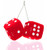 Zento Deals Pair of Hanging Red Fuzzy Dice with White Dots
