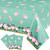 3 Pieces Plastic Table Cover Flower Tea Time Party Tablecloth Floral Teacups Table Cover for Baby Shower Birthday Wedding Tea Party Decorations, 54 x 108 Inch