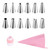 Guowall Cake Cupcake & Cookies Decorating Piping Tips Set - 14pcs Cake Decoration Kit of 12 Piping Tips, 1 Silicone Reusable Icing Bag and 1 Converter, Baking Tools - Pink