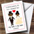 Cute Doodle Frame & Heart Black Couple Personalized Wedding Greetings Greetings Card
