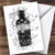 Watercolor Splatter Black Dog Gin Bottle Personalized Birthday Greetings Card