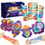 Valentines Day Cards for Kids- 28 Set of Heart Shape Galaxy Slime Toys and Cards Bulk for Valentine Exchange Gifts, Perfect School Classroom Valentines Party Favors,Valentine's Events and Prizes