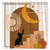 Funnytree Mid Century Abstract Shower Curtain Boho Arch Sun and Moon Witchy Cat Modern Minimalistic Home Bathtubs Bathroom Curtain Decoration Set with 12 Hooks Washable Polyester Fabric 72"x72"